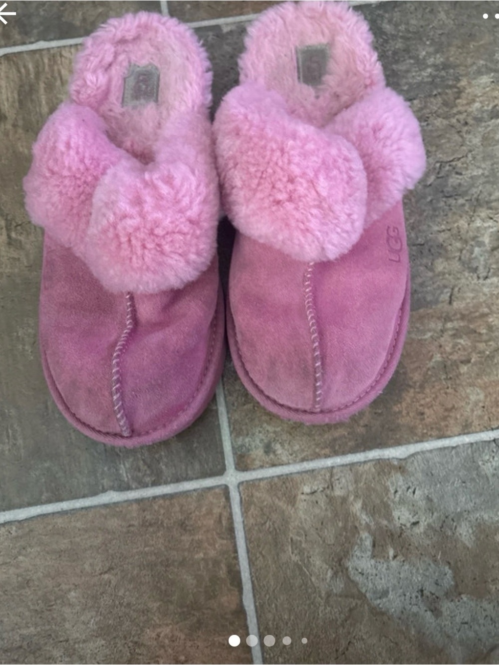 UGG Kids Pink Suede Sheepskin Slippers